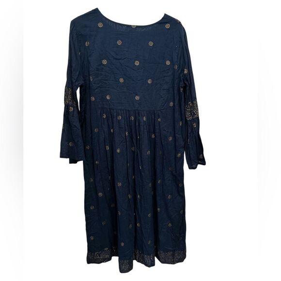 Cost Plus World Market Blue Tunic with Gold Embroidery - Picture 3 of 6